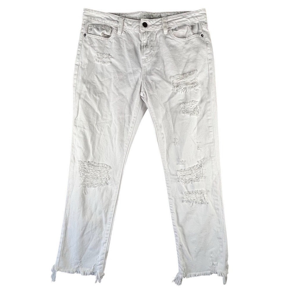 Hidden Los Angeles‎ Jeans Womens 29 White Distressed Skinny Frayed Raw Hem